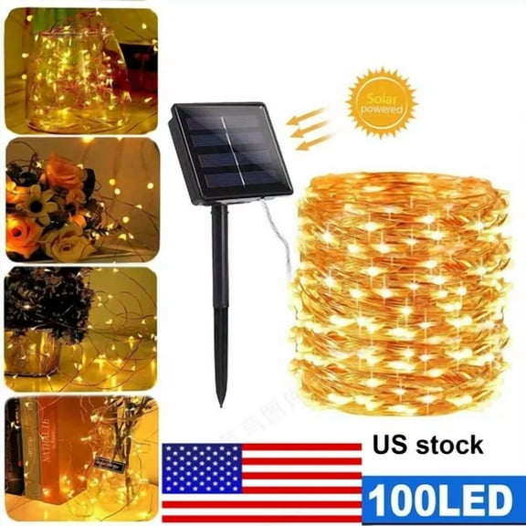 12M 100 Led Solar Power String Fairy Lights Garden Outdoor Party Christmas Lamp