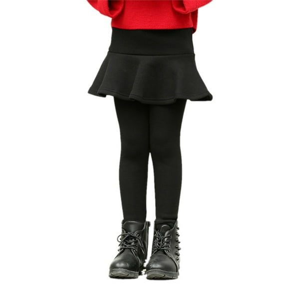 12M-10T Little Girls Winter Warm Thicken Fleece Leggings Tights Skinny Pants, Uccdo Toddler Girl Solid Color Culottes Pantskirt Scooters