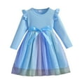 thumbnail image 1 of 12M-7Y Toddler Tulle Dress Girl Long Sleeve Tutu Dress Kids Ribbed Dresses Holiday Birthday Outfits Girls With Gradient Rainbow, 1 of 6