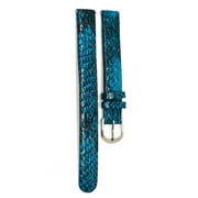 12MM BLUE BLACK SHINY LIZARD GRAIN GENUINE LEATHER WATCH BAND STRAP