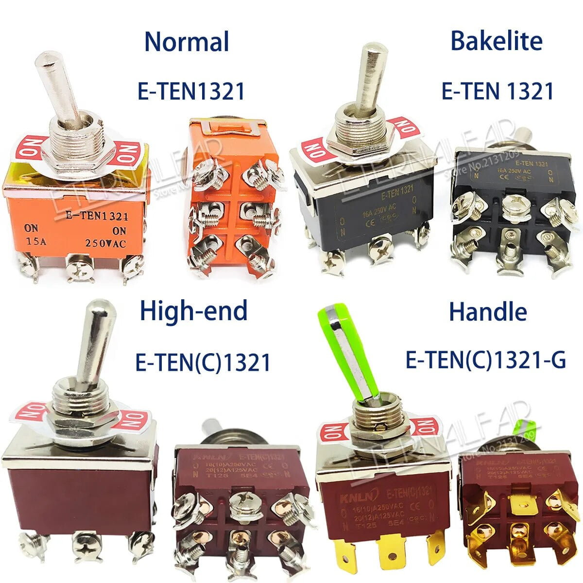 12MM E-TEN1122 High-end Quality Silver Contact SPST 16A 250V AC ON-OFF ...