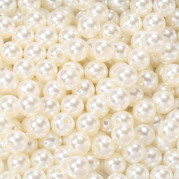 12MM Pearl Beads with Holes Sew on Ivory Summer Acrylic Round Imitation Artificial Loose Spacer Pearls Vase Filler Bead Bulk for Jewelry Making Bracelets Necklaces DIY Craft Supply