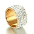 thumbnail image 1 of 12MM Six Rowes Cz Silver Gold Black Bands Women's Stainless Steel Ring Size 7-12, 1 of 8