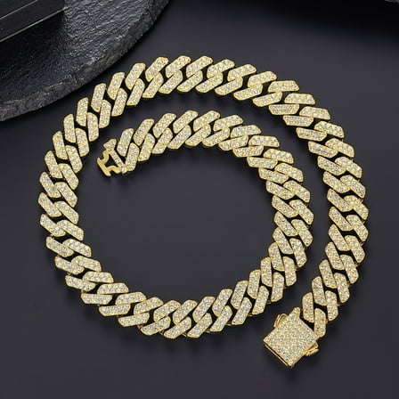 12MM Solid Cuban Chain Silvery Plate Hip Hop Rhomboid Necklace For Men And Women Christmas Jewelry Gift