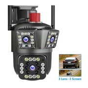 12MP 6K Security Camera 8X Zoom Three Lens Surveillance Camera Auto Tracking 8MP IP Camera Smart Home Wireless CCTV Camera