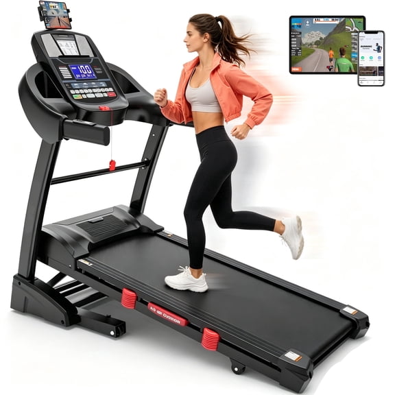 12MPH Treadmills for Home, Foldable Treadmill with 20% Auto Incline, 5.15HP Brushless Drive, 8 HIIT Programs, App Remote Control, Folding Treadmill 400 LB Weight Capacity,Compact Exercise Equipment