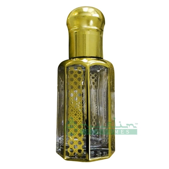 12Ml Gold Glass Perfume Bottle  Arabesque Geometric Design Essential Oil Attar Roll-On