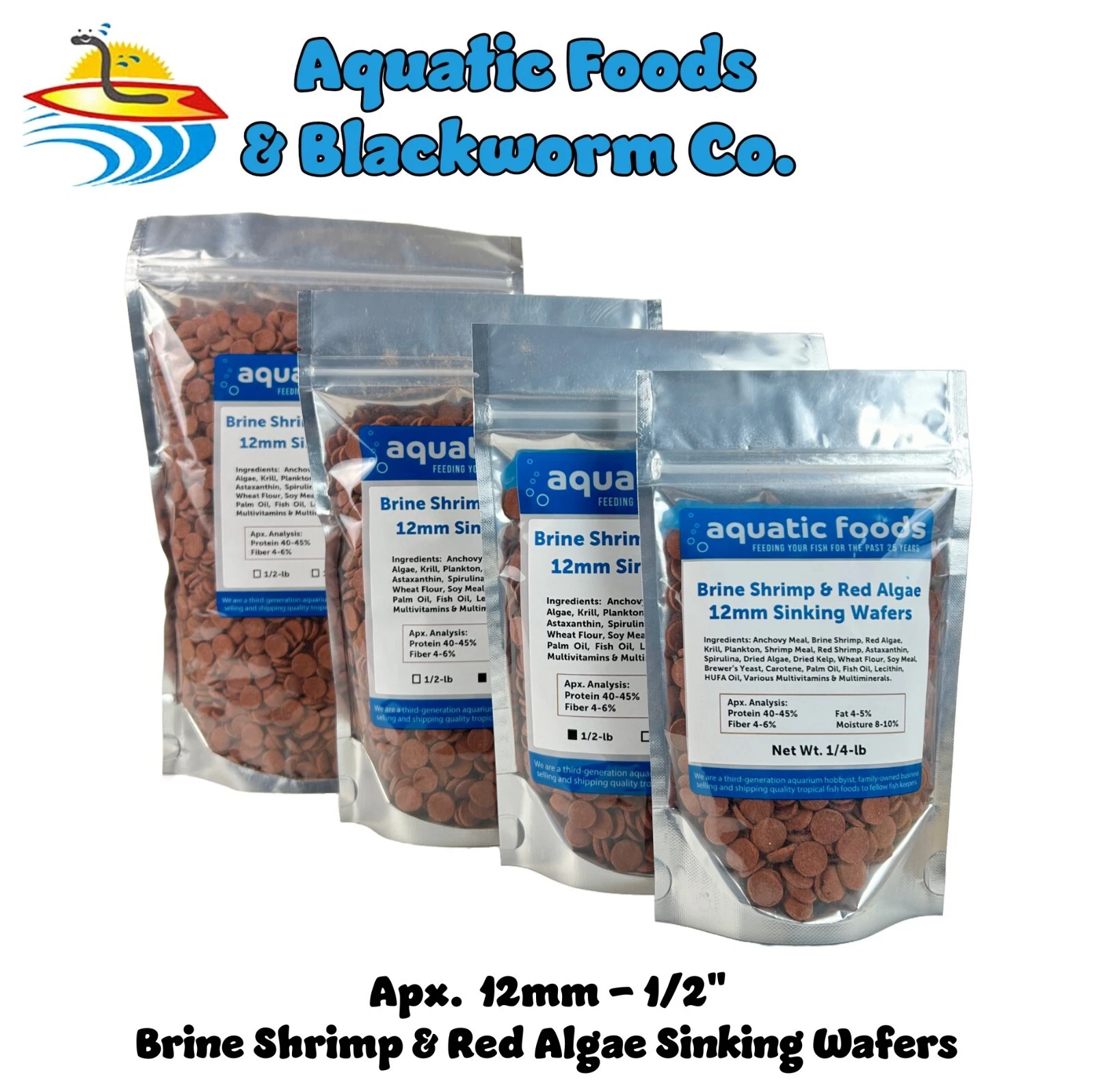 12Mm - 1/2" Brine Shrimp & Red Algae Sinking Wafers For Bottom Feeders. Wl