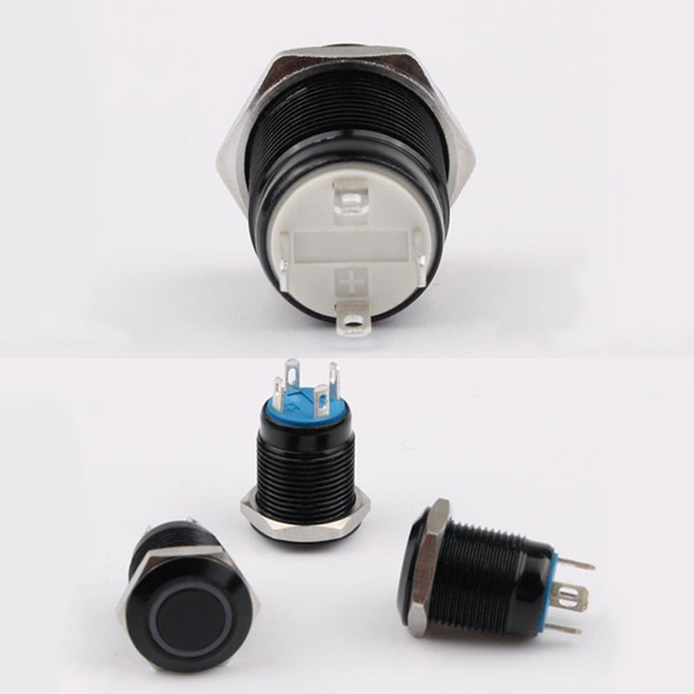 12Mm Metal Button Switch Black Reset Small with Light Waterproof Button