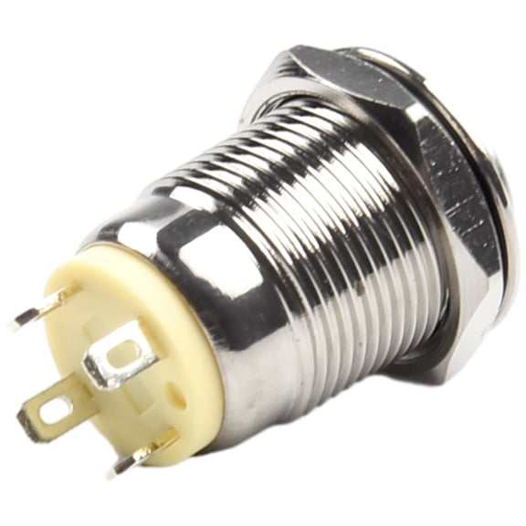 12Mm Metal Push Button Switch Power Button Waterproof Flat Led Light 12V-24V White