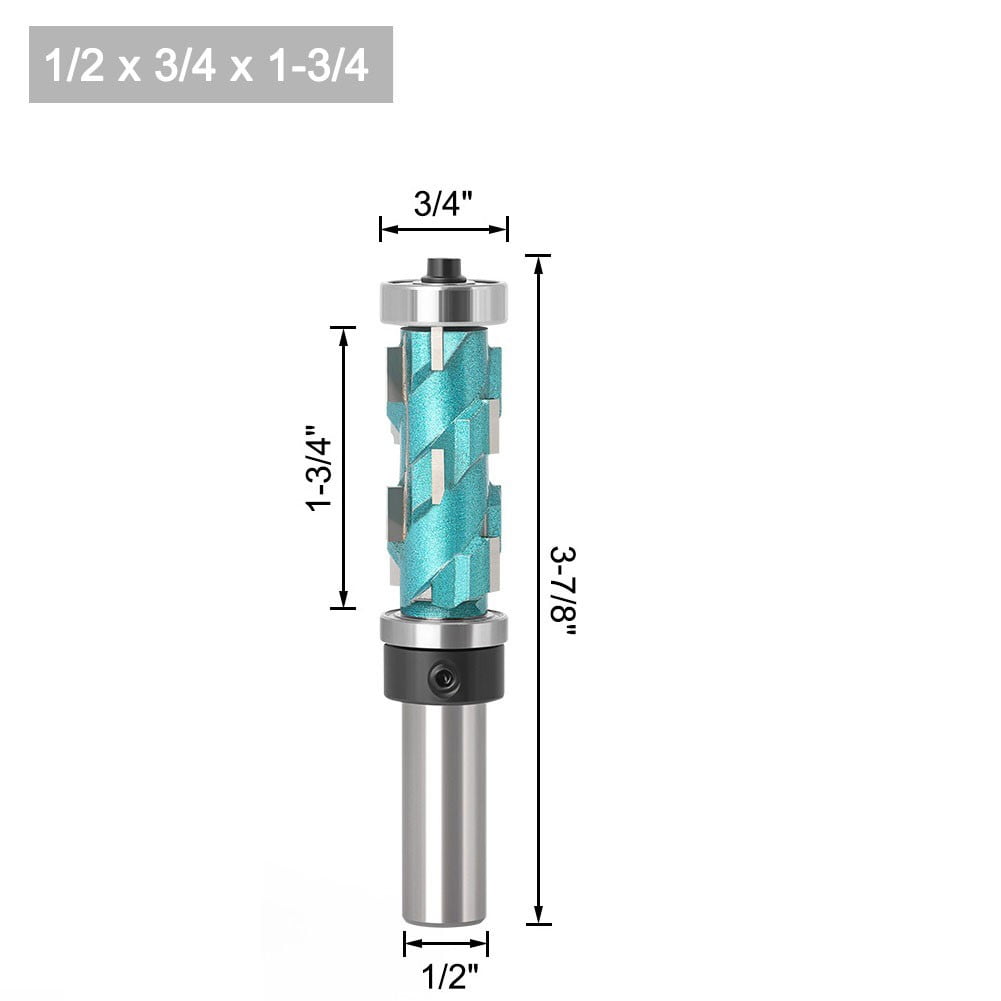 12mm1/2 Shank Flush Trim Milling Cutter Carbide Spiral Double Bearing