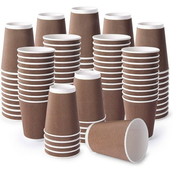 [12OZ 400(120)(150)(920) SETS Brown Disposable Premium Insulated Paper Ripple Hot Coffee Paper Cups(Only Cups) (400)