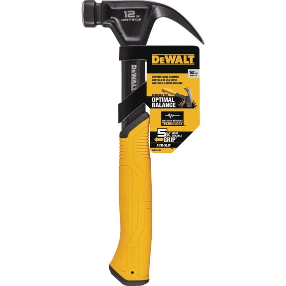 DEWALT Claw Hammer Curved - 12 Oz - Multicolor