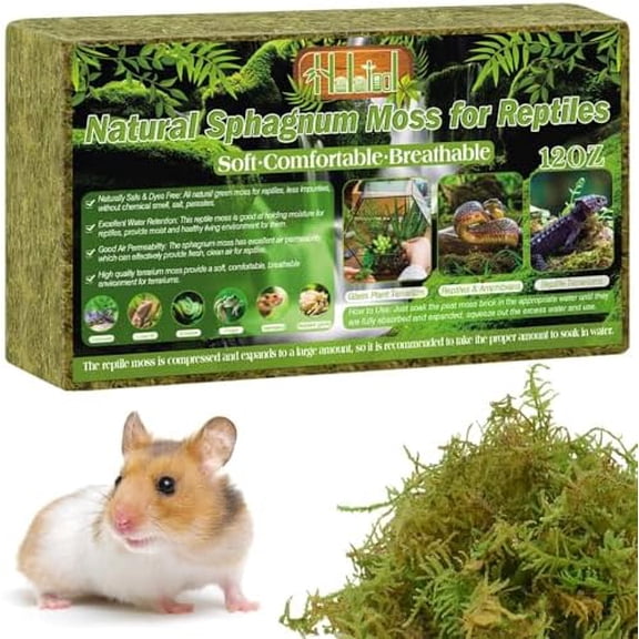 12OZ Natural Sphagnum Moss for Reptiles- 18QT Green Moss for Terrarium Plants Long Fiber Reptile Moss for Leopard Gecko Snake Hamsters Tortoises Frogs Lizards Salamanders