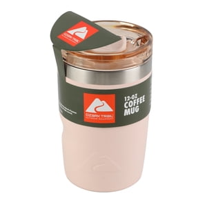 Termo de viaje aislado de acero inoxidable de 12 oz con revestimiento cerámico y tapa deslizante, color durazno escarchado