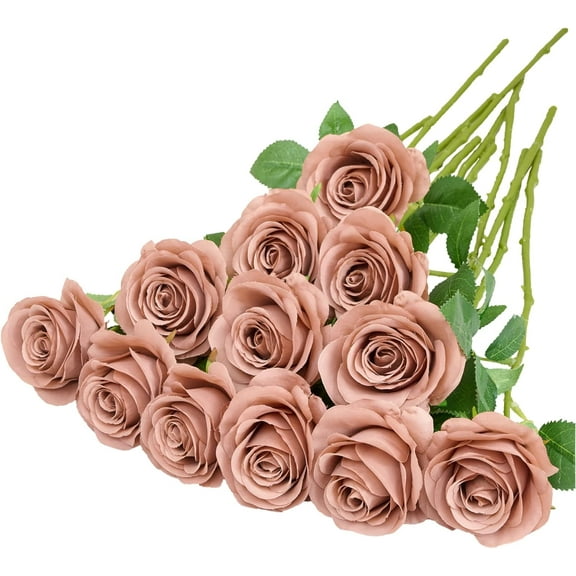 12PC Black Roses Artificial Flowers Fake Roses Silk Realistic Roses Bouquet Flowers with Long Stems for Wedding Home Party Centerpieces Decorations