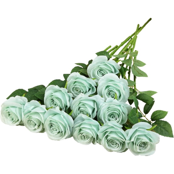 12PC Black Roses Artificial Flowers Fake Roses Silk Realistic Roses Bouquet Flowers with Long Stems for Wedding Home Party Centerpieces Decorations