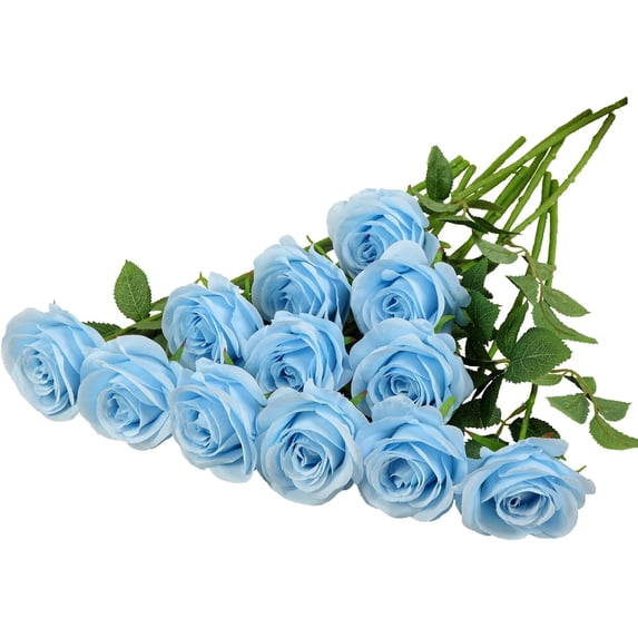 12PC Black Roses Artificial Flowers Fake Roses Silk Realistic Roses Bouquet Flowers with Long Stems for Wedding Home Party Centerpieces Decorations