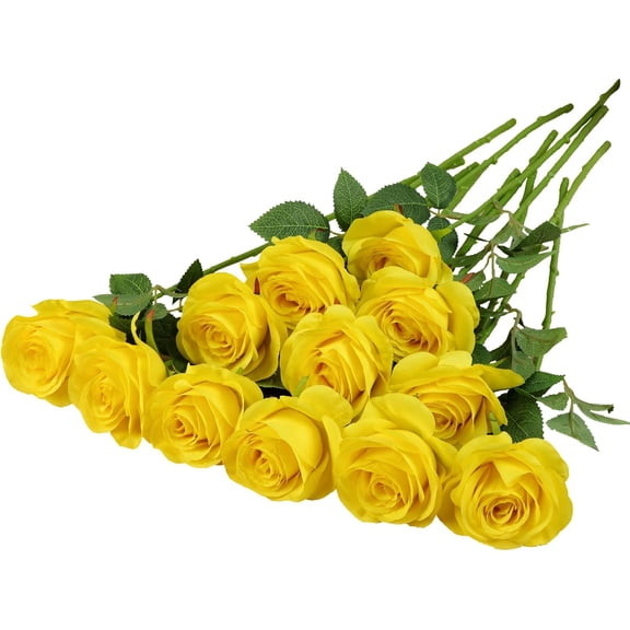 12PC Black Roses Artificial Flowers Fake Roses Silk Realistic Roses Bouquet Flowers with Long Stems for Wedding Home Party Centerpieces Decorations