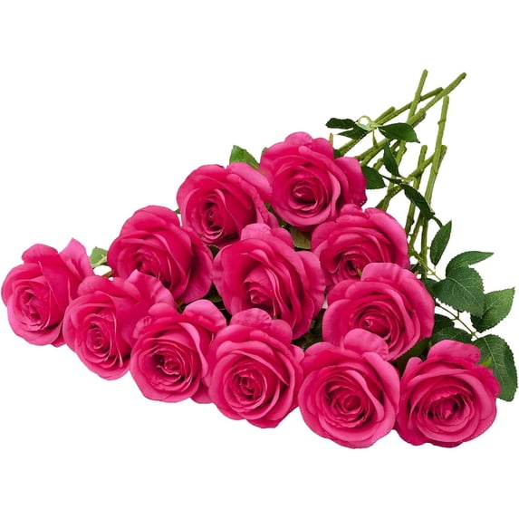 12PC Black Roses Artificial Flowers Fake Roses Silk Realistic Roses Bouquet Flowers with Long Stems for Wedding Home Party Centerpieces Decorations