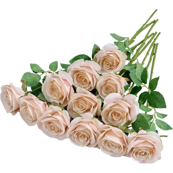 12PC Black Roses Artificial Flowers Fake Roses Silk Realistic Roses Bouquet Flowers with Long Stems for Wedding Home Party Centerpieces Decorations