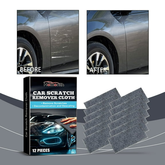 12PC Car Scratch Repair Cloths – Remove Minor Scratches, Bird Dropping & Stains, Restore Paint Shine – No Polish Needed, Reusable Auto Detailing Kit (12 Count)​​ multicolor