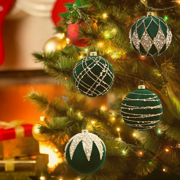 12PC Christmas Decorations, Elegant Indoor Hanging Spheres Decorative, Festive Holiday Hanging Ornament, For Home Party and Seasonal Celebration,Green