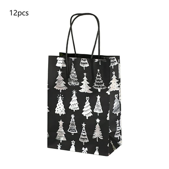 12PC Christmas Gift Bags Santa Claus Printed Tote Bags Holiday Party Candy Packaging Paper Bags