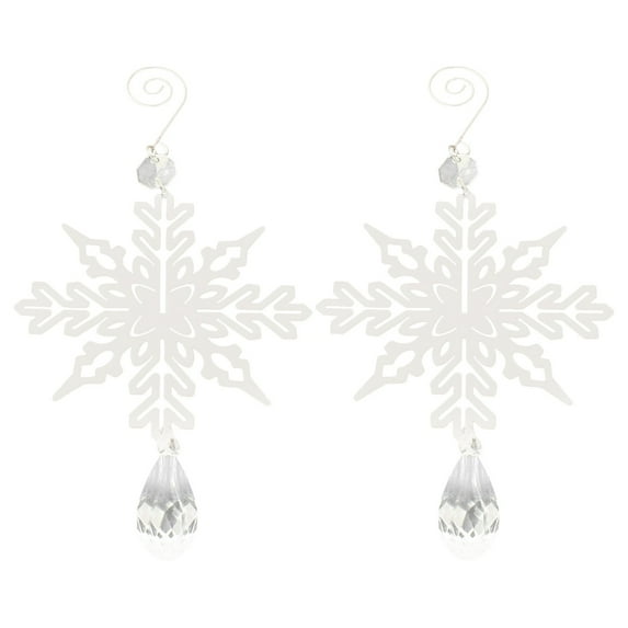 12PC Christmas Snowflake Drop Ornament Icicle Christmas Hanging Snowflake Decoration Hanging Snowflakes, 7.9 Inch 2-in-1 Flat and 3D
