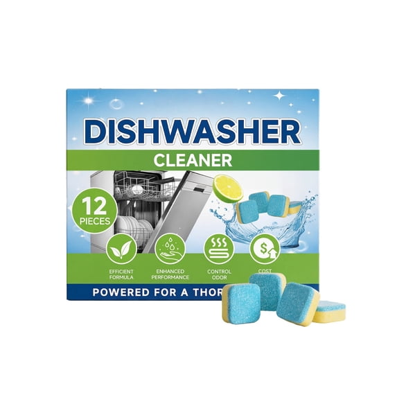 12PC Dishwasher Cleaner Tablets Efficient Internal Grease And Dirt Remover Gentle Formulas Odor Eliminators