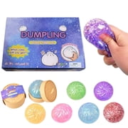 12PC Dumpling Squishies Toys, Glitter Dumpling Squish, Colorful Dumplings Stress Balls Fidget Sensory Toys,Squeeze Ball Stress Relief Toys Crystal Crazy Gifts for Fun