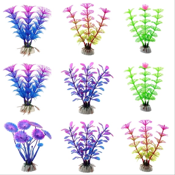 12PC Fish Tank Accessories Aquarium Decorations Small Tank Decor Artificial Plants, Aquarium Decoration Accessories, Artificial Fish Tank Decor for Aquarium
