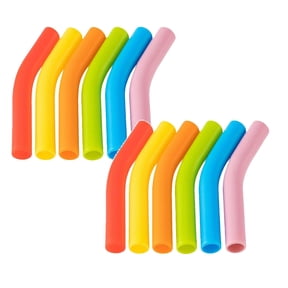 12PC FoodGrade Silicone Straw Tips,Multicolor Silicone Flex Elbow,Straw Replacement Tip for Stainless Steel Metal,Glass Straw