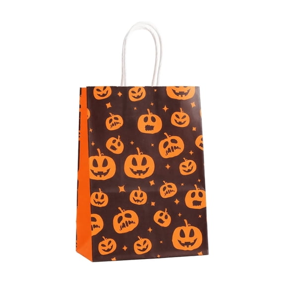 12PC Halloween Themed Gift Bags Kraft Paper Bags for Party Candy Treats and Favors Decorative Handheld Bags for Seasonal Holiday Celebrations and Gift Giving, 1Pack C