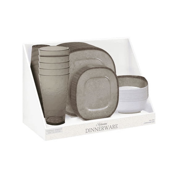 12PC MELAMINE / PS SOFT SQUARED DINNERWARE (01PK E-COM) SET