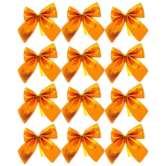 12PC Mini Small Christmas Tree Hanging Ornaments, 2.17 Inch Festive Bow Decorations On Cardstock, Assorted Color Holiday Tree Decor For Home Party Decorations