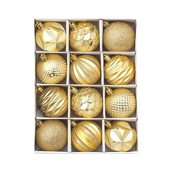 12PC Christmas Balls Ornaments Xmas Tree Hanging Balls for Holiday Party Wedding Decoration, Shatterproof Tree Ornaments for Home and Event Display,2.4 Inch