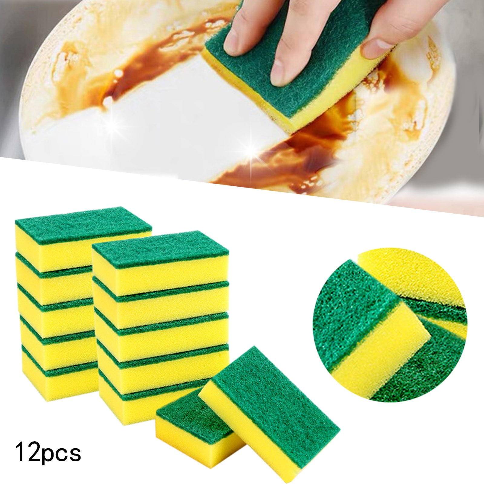 Rectangle Srub 12PC Rectangle Scrub Sponges NonScratch Kitchen Sponges Heavy Duty ...