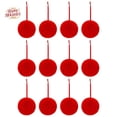 thumbnail image 1 of 12PC Red Fluffy Christmas Pom Pom Ball Ornament, 2.36Inch Plush Fuzzy Hanging Balls, Christmas Tree Decorations, Holiday Hanging Pendants for Wreath, Mantel, Window, Indoor Xmas Home Party Decor, 1 of 7