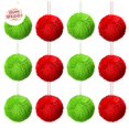 thumbnail image 1 of 12PC Red&Green Fluffy Christmas Pom Pom Ball Ornament, 3.14Inch Plush Fuzzy Hanging Balls, Christmas Tree Decorations, Holiday Hanging Pendant for Wreath, Mantel, Window, Indoor Xmas Home Party Decor, 1 of 10