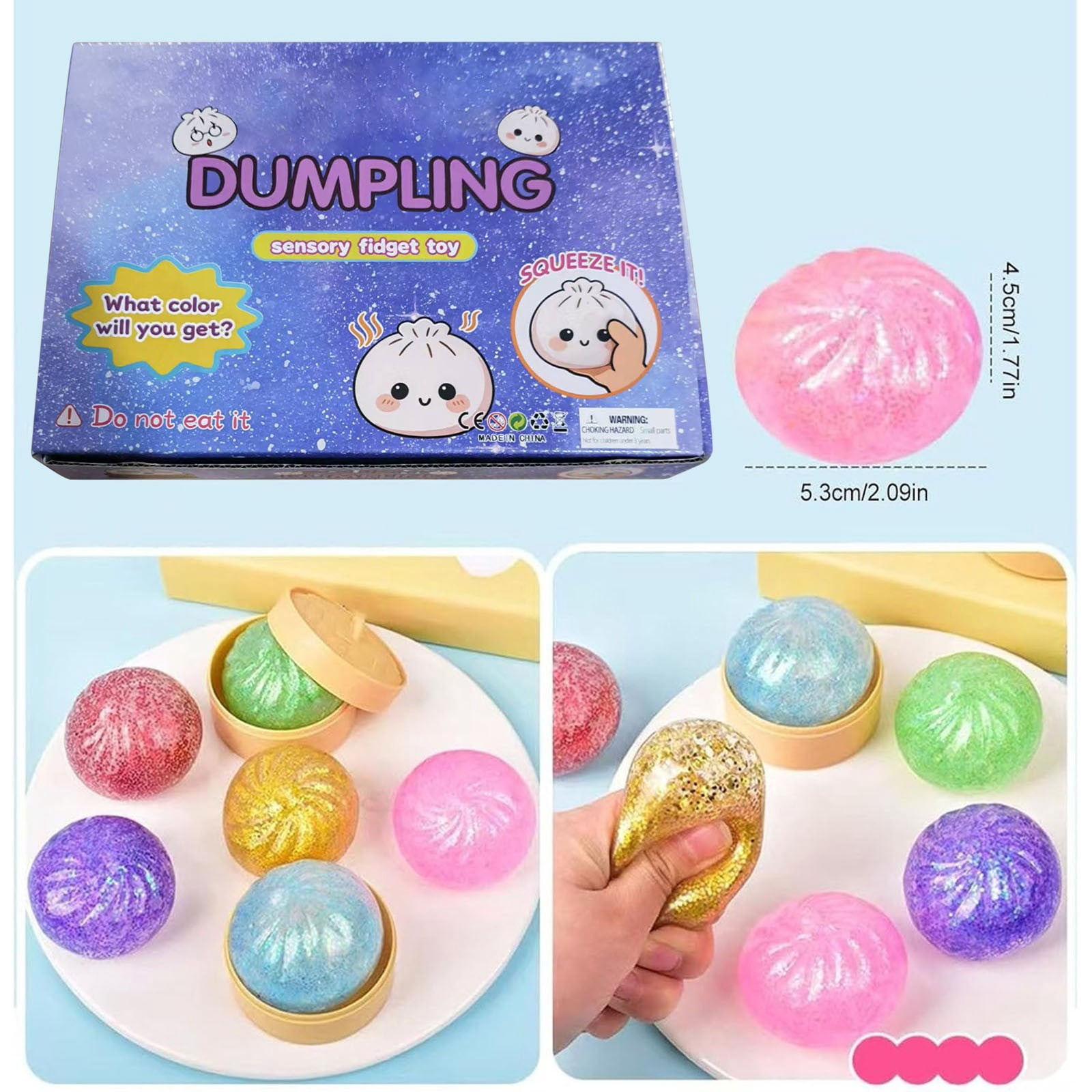 12PC Stress Squeeze Balls, Bun Squishies Hand-Pinching Sensory Toys, Stretchy Desk Toys