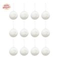 thumbnail image 1 of 12PC White Fluffy Christmas Pom Pom Ball Ornament, 2.36Inch Plush Fuzzy Hanging Balls, Christmas Tree Decorations, Holiday Hanging Pendants for Wreath, Mantel, Window, Indoor Xmas Home Party Decor, 1 of 7