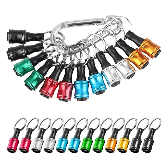 12PCS 1/4 Inch Hex Shank Screwdriver Bits Holder Extension Bar Keychain Screw Adapter Drill Fast Change Portable Hand-held Bit Holder for Electric Screwdrivers and Drill Bit
