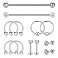 thumbnail image 1 of 12PCS 14G Industrial Piercing Surgical Stainless Steel Industrial Earrings Barbell Dangle Cartilage Industrial Bar Body Piercing Jewelry, 1 of 6