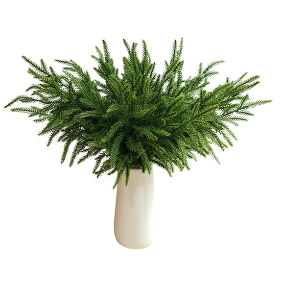 12PCS 18" Realistic Christmas Norfolk Pine Branches,Artificial Christmas Decorations,Norfolk Pine Stems for Xmas DIY Crafts Garland Wreath Stems Christmas Decorations Indoor Decor