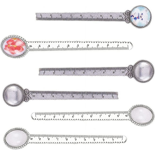12PCS 2 Styles Ruler Bookmark Pendant Tray Kit 6Pcs Round Bookmark