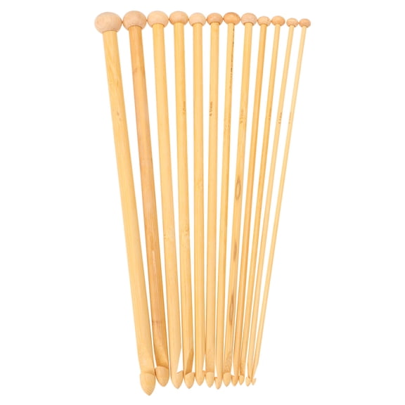 12PCS 25CM Long Portable Weaving Tools Round Bead Knitting Needles Carbonizing Knitting Rod Multi-purpose Knitting Crochet Needle Hand knitting Tool for Sweaters Scarves