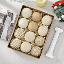 12PCS 3.15" Boho Farmhouse Christmas Ball Ornaments, Burlap Jute Rope Hanging Balls, Neutral Rustic Xmas Tree Decorations, Vintage Holiday Ornaments for Wreath, Garland, Wedding, Home Decor