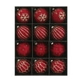 thumbnail image 1 of 12PCS 3.15 Inch Velvet Christmas Ball Ornaments, Red Flocked Xmas Tree Decorations with Glitter Designs, Elegant Hanging Baubles for Holiday Wedding Party Decor, 1 of 5