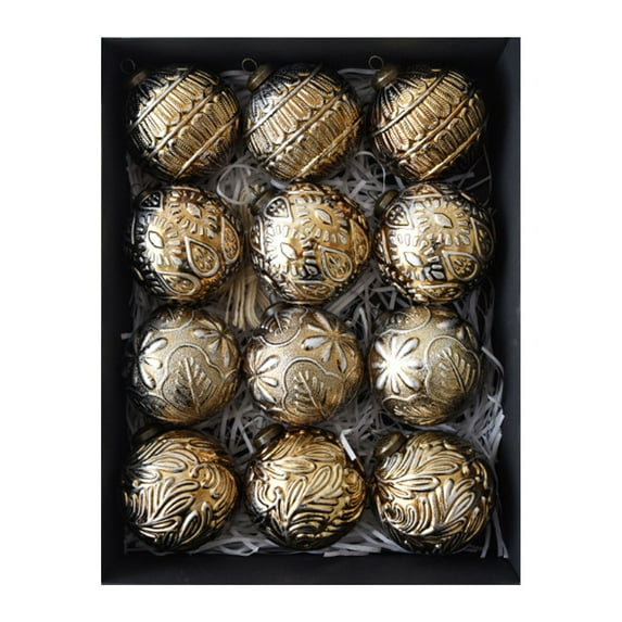 12PCS 3.15Inch Shatterproof Christmas Ball Ornaments Set,Rustic Vintage Farmhouse Xmas Baubles Hanging Decor for Tree Garland Wreath Home Holiday Seasonal Decoration Parties and Weddings
